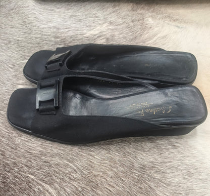 Salvatore Ferragamo Boutique Black Fabric Slide Mules