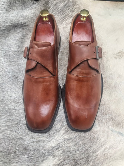 Bally Men's Single Monk Strap Leather Dress Shoes
