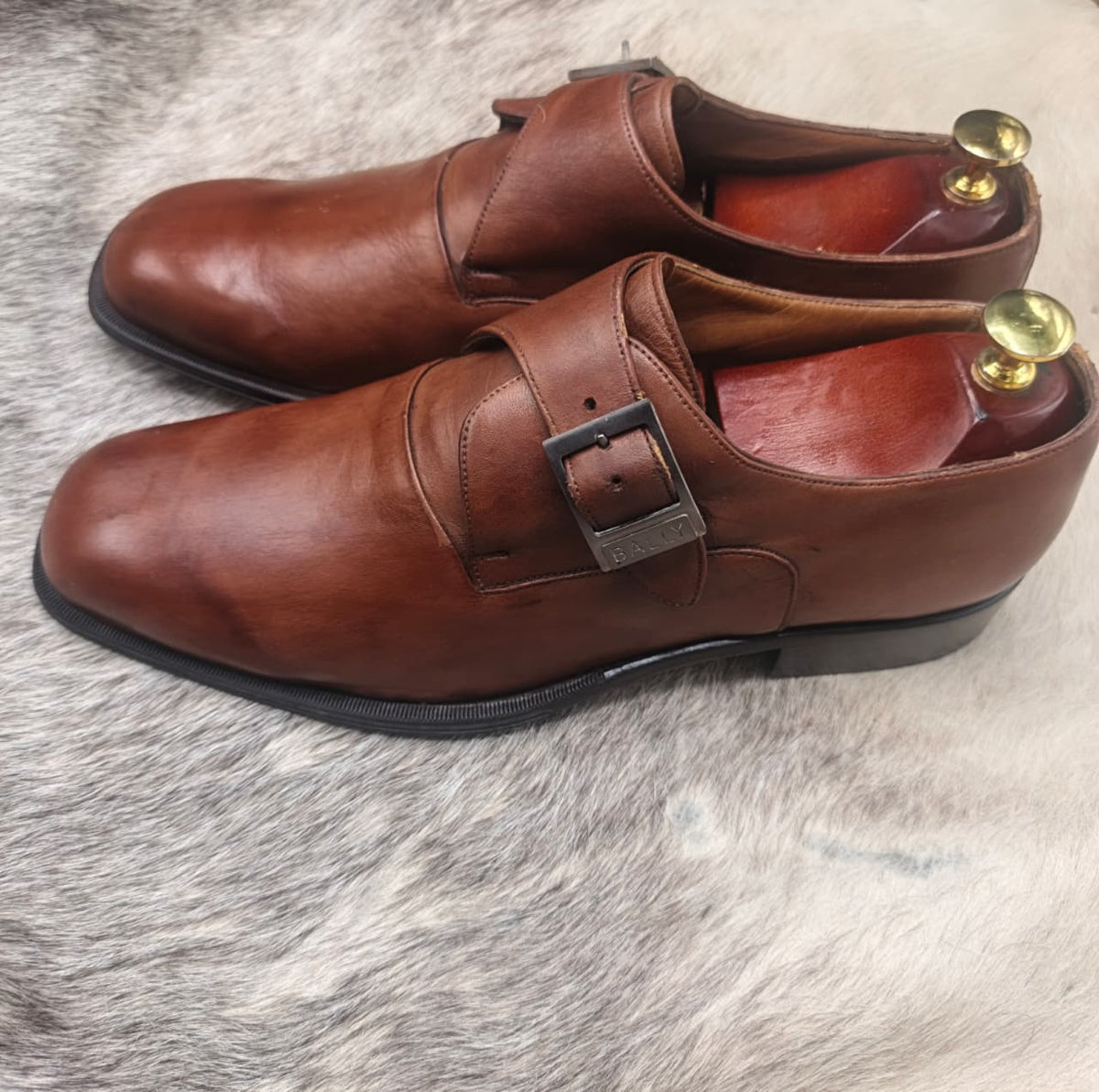 Bally Men's Single Monk Strap Leather Dress Shoes