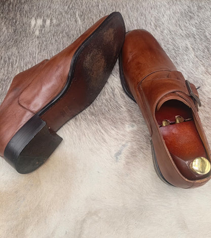 Bally Men's Single Monk Strap Leather Dress Shoes