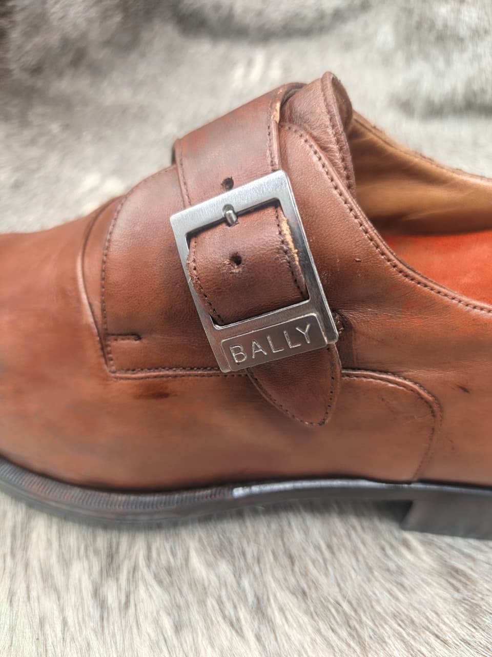 Bally Men's Single Monk Strap Leather Dress Shoes