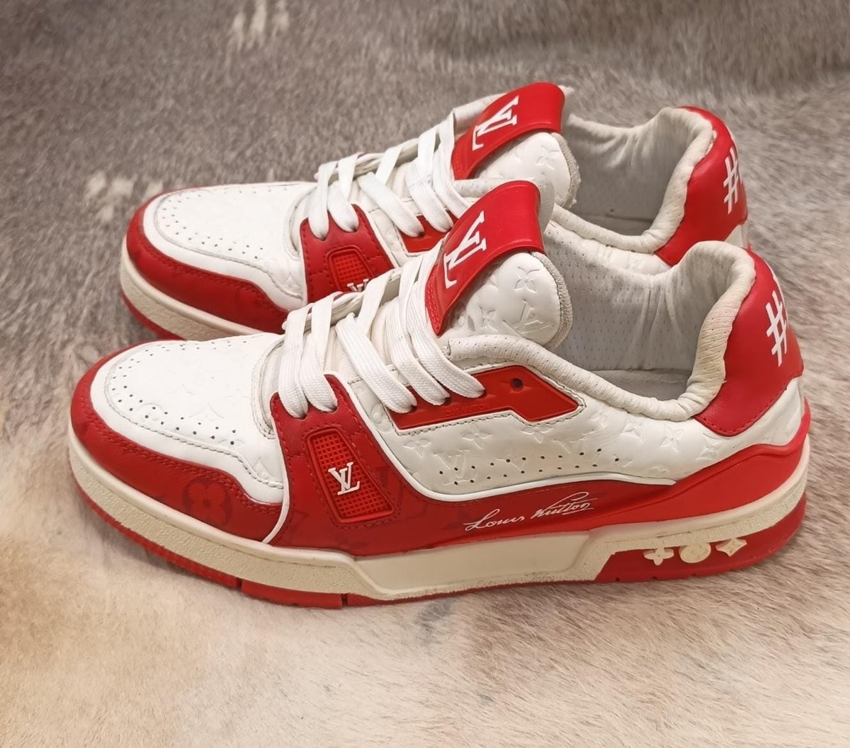 Louis Vuitton Trainer White Red Monogram sneakers