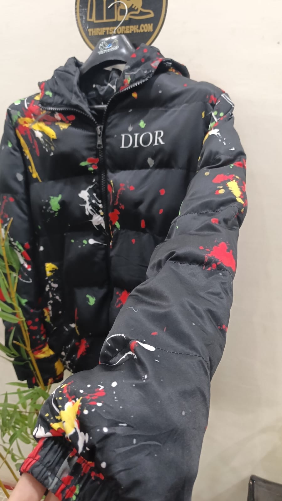 Dior Multicolored Paint Splatter Puffer Jacket