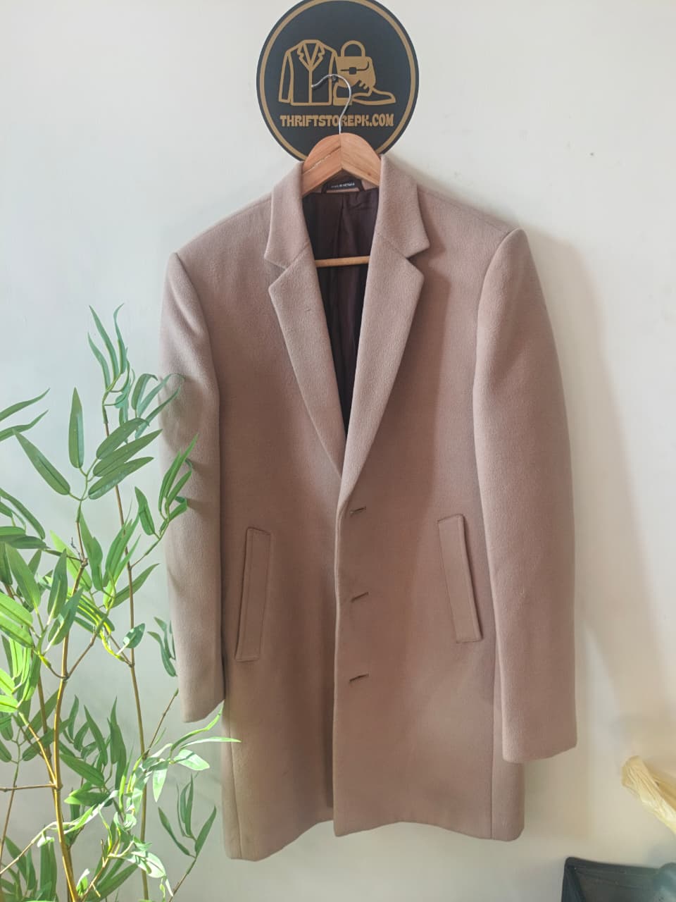 Charcoal Notch Lapel Smart Fit Long Coat