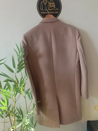 Charcoal Notch Lapel Smart Fit Long Coat