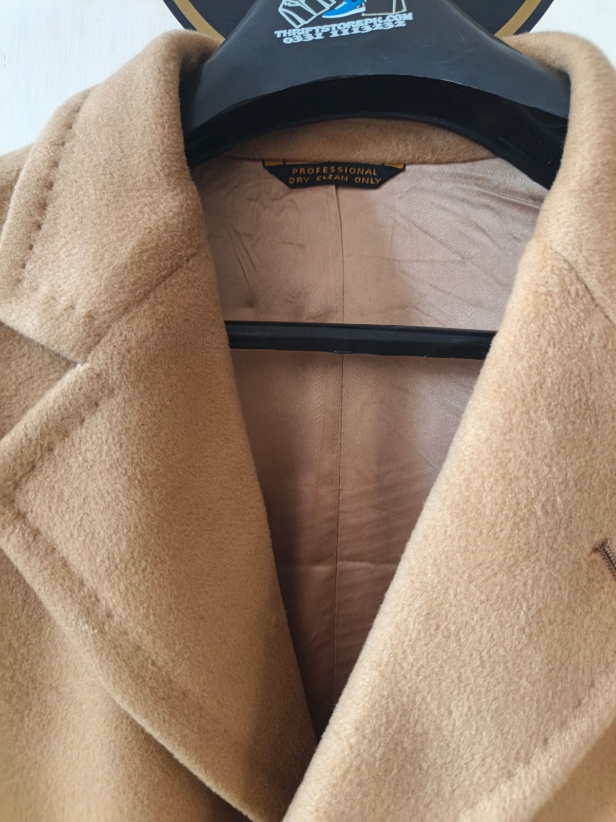 Vintage single-breasted camel wool long coat.