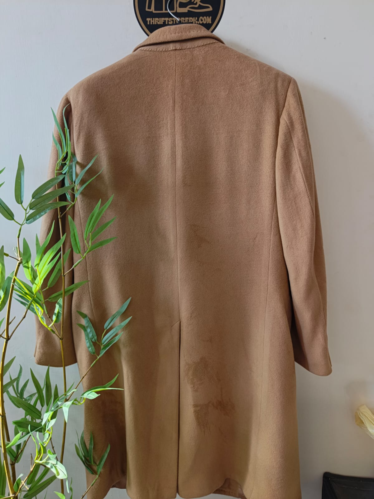 Vintage single-breasted camel wool long coat.