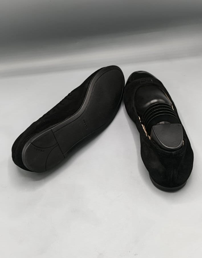 Prada Black Velvet Ballet Flats