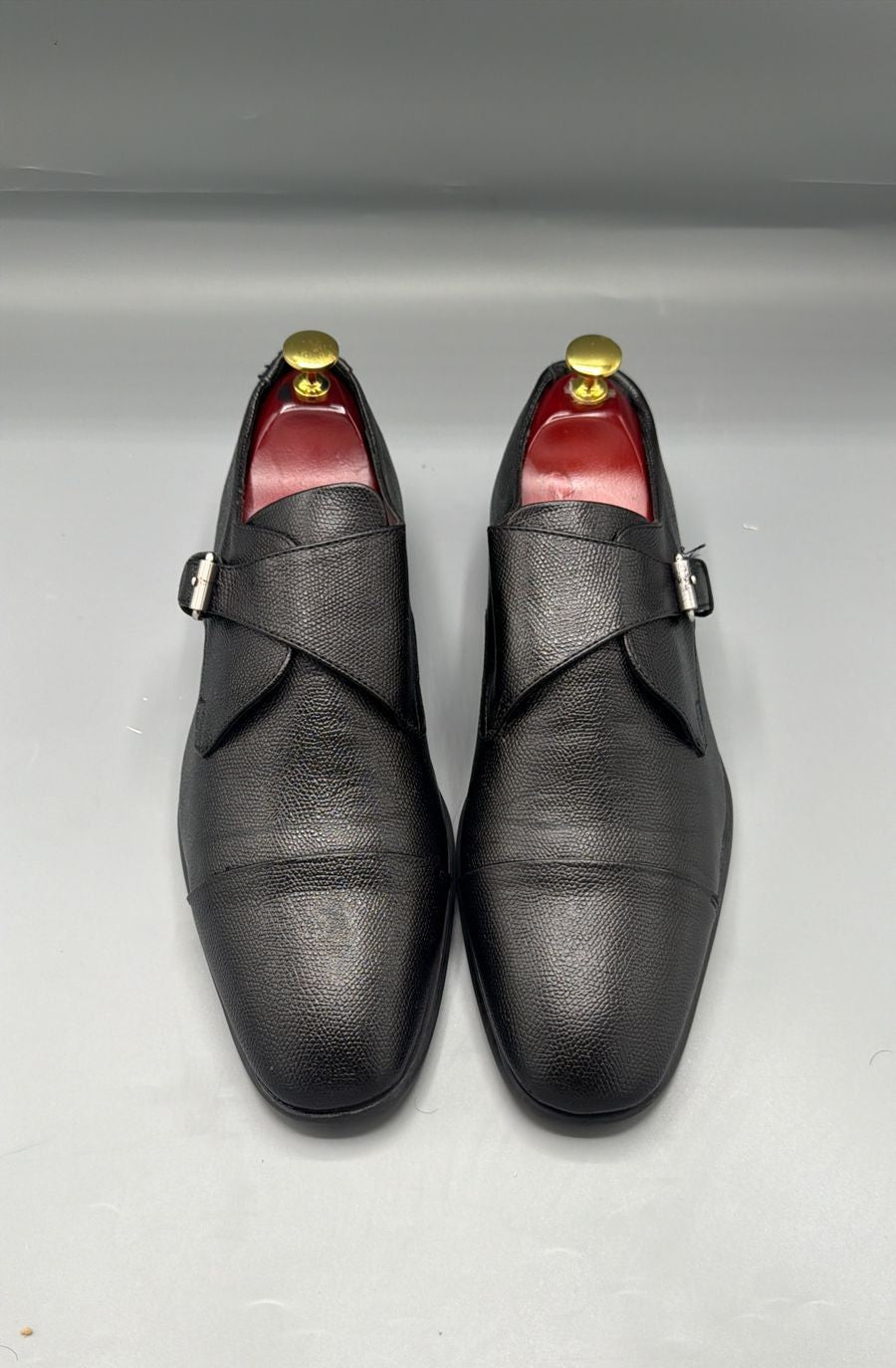 Calvin Klein Men’s Black Leather Double Monk Strap Shoes