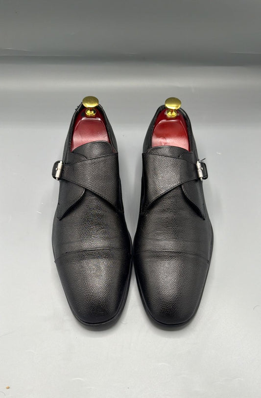 Calvin Klein Men’s Black Leather Double Monk Strap Shoes