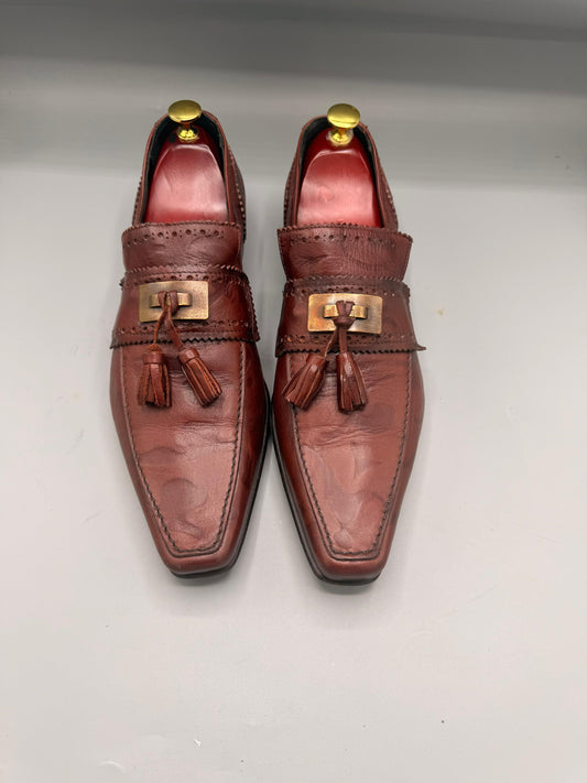 Just Cavalli Men’s Brown Leather Tassel Loafers